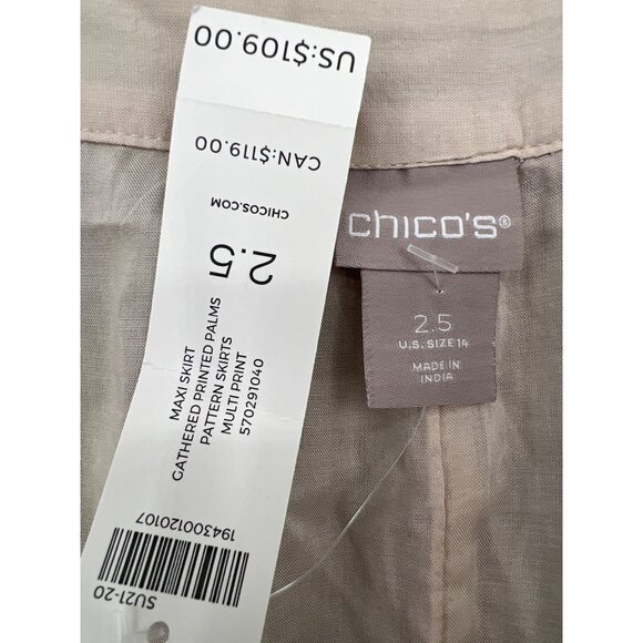 Chico's Maxi Skirt Size 2.5 Gathered Pleated Panels Multicolor Sz 14 NWT - Picture 5 of 7